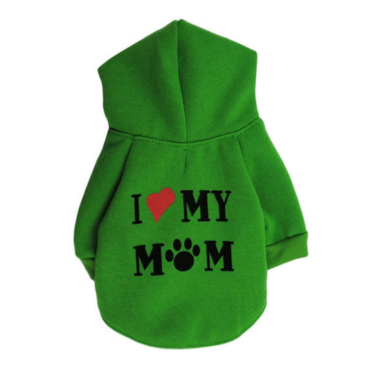 Cute Statement I Love My Mom Winter Hoodie For Small Dogs - Woof Apparel